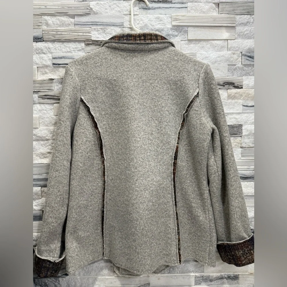 Trisha Tyler Women's Size-M Gray Fleece Coat Jacket Lagenlook